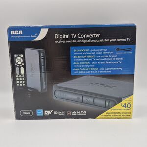 RCA Digital-to-Analog TV Converter Box  Tuner w/ Remote & Cables DTA809